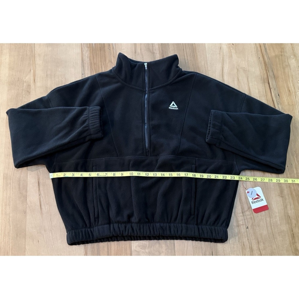 NWT Reebok Black Quarter-Zip Fleece Pullover with Mock Neck‎ - Picture 8 of 14